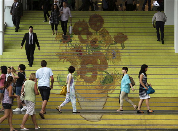 Reproduction of 'Sunflowers' displayed in HK