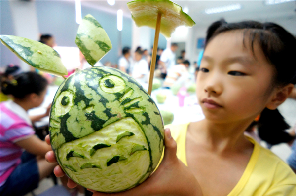 Carved creations on watermelon