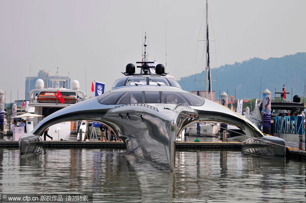 Amazing super yacht displayed in S China