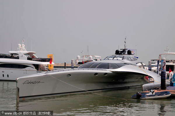 Amazing super yacht displayed in S China