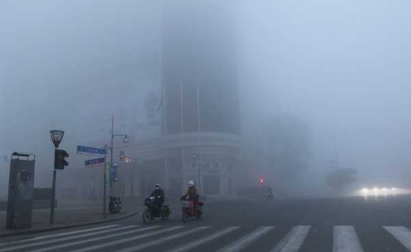 NE China shrouded in haze of heavy fog