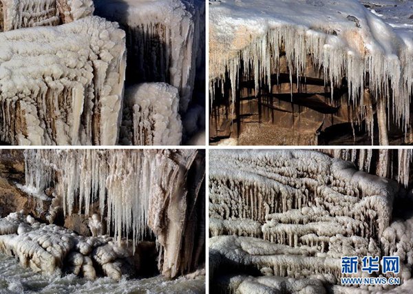 Stunning view of Yellow River Hukou ice cascade