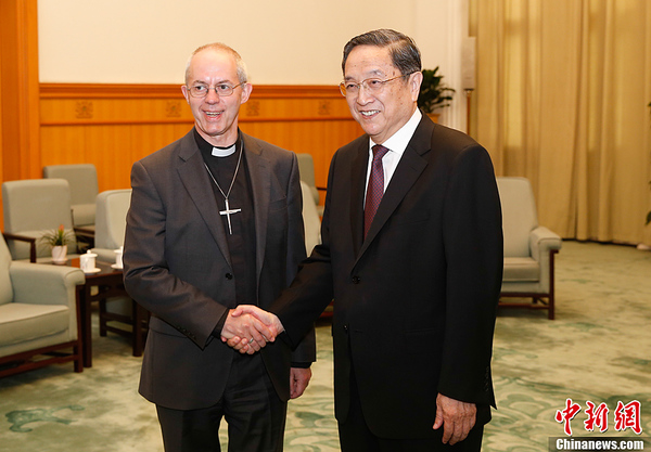 Top Chinese political advisor meets Archbishop of Canterbury