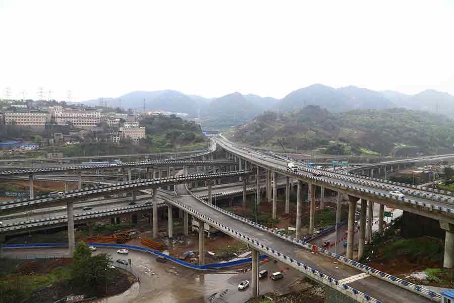 Multi-level overpass built in SW China