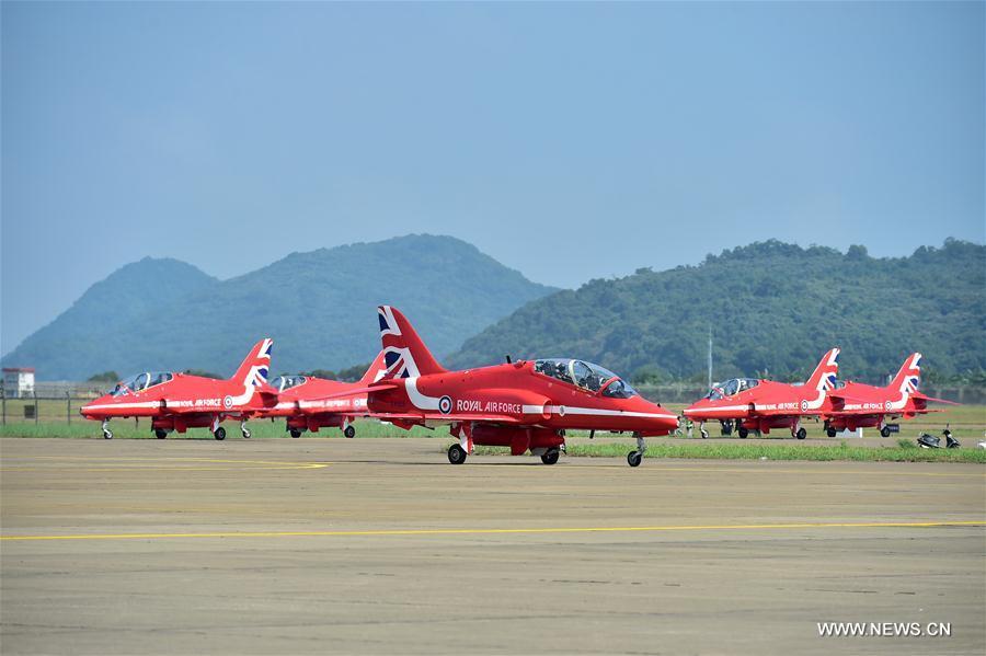 Britain's Red Arrows arrive at Zhuhai for China air show