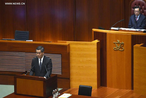 HK chief executive highlights economy, livelihood in policy address