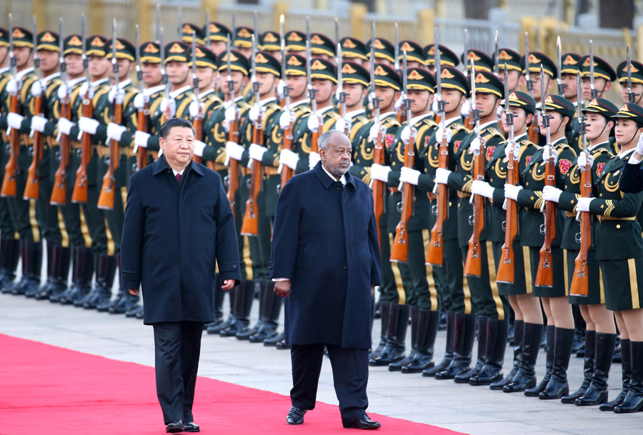 Xi holds a ceremony to welcome Djiboutian president