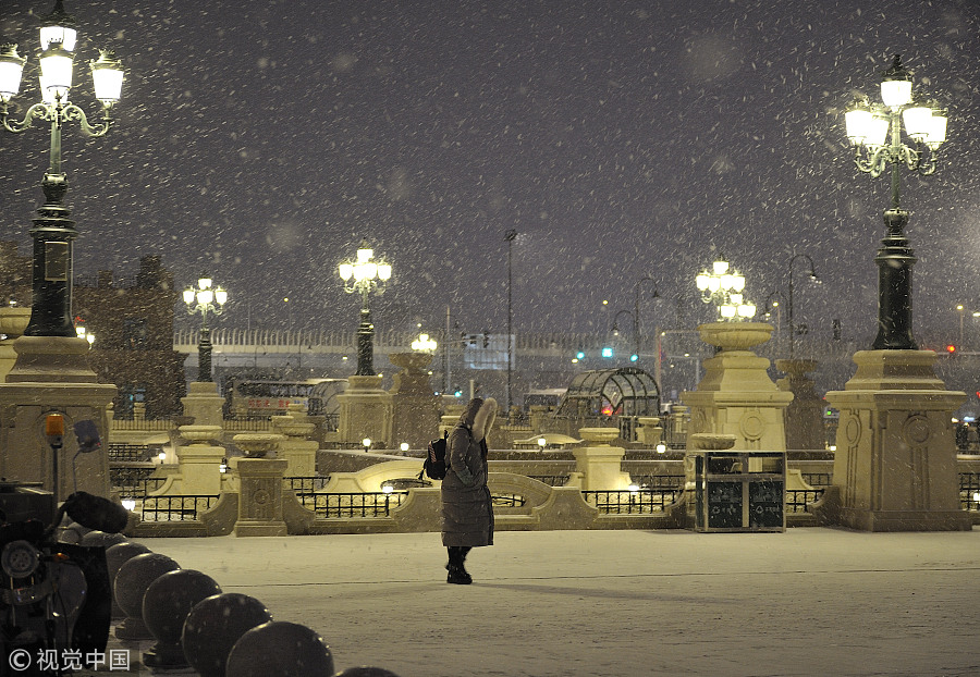 Snow turns Harbin into winter wonderland