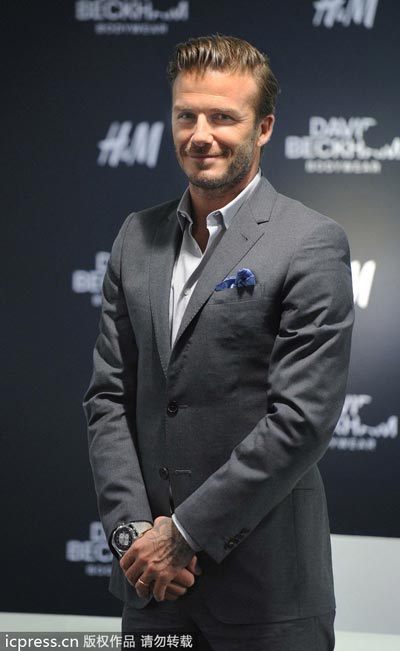 Beckham promotes clothing line in Beijing