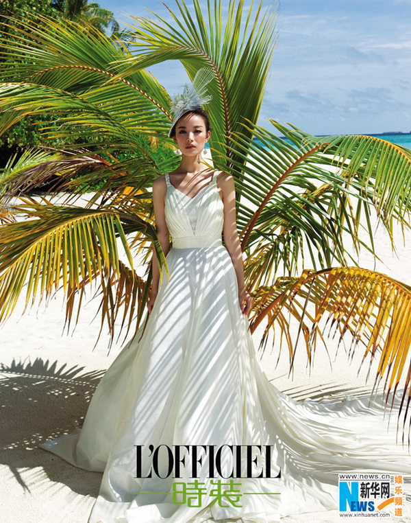 Ni Ni poses for L'OFFICIEL WEDDING in bridal veil