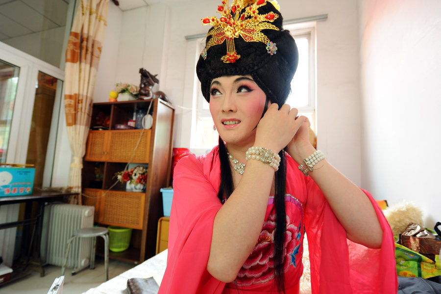 Cross dressing for Peking Opera
