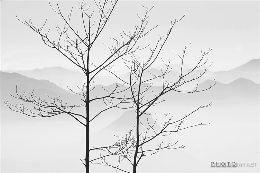 Amazing landscape of China in white and black