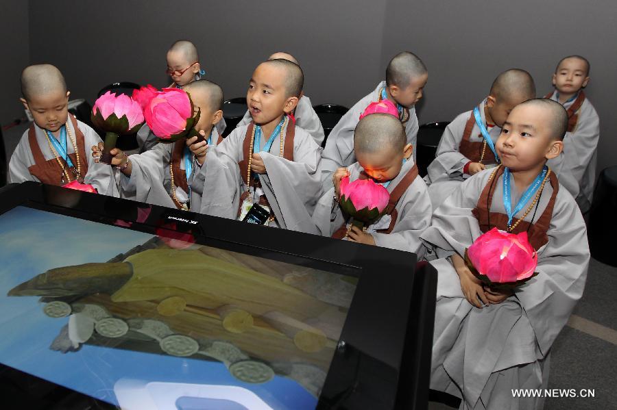 Cute South Korean child monks