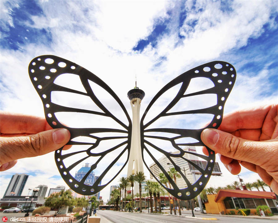 Paper cutouts offer a new view of world landmarks