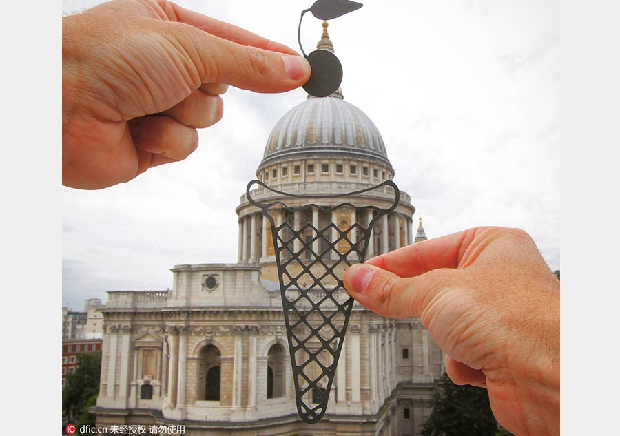 Paper cutouts offer a new view of world landmarks