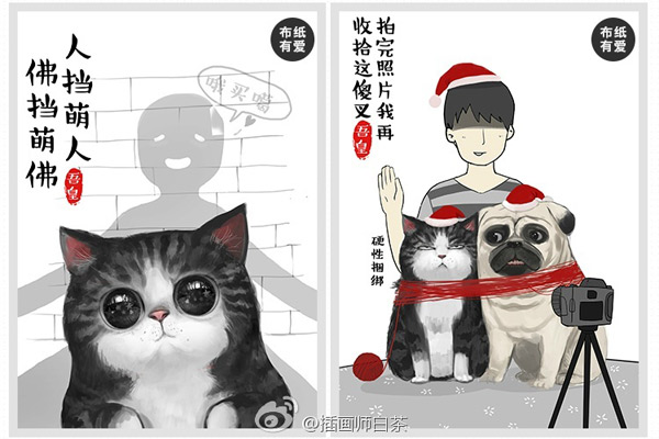A very Chinese cartoon cat and his human creator