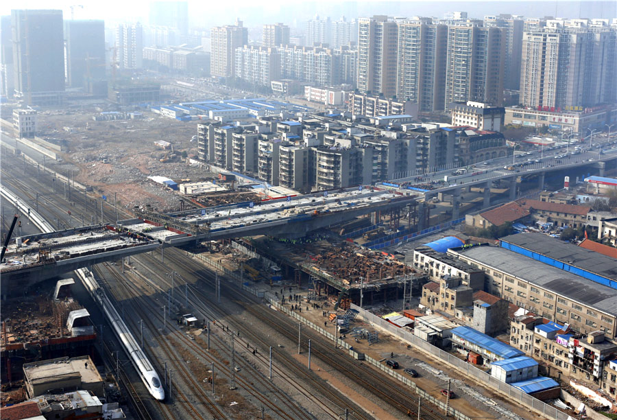 Wuhan overpass swings into place