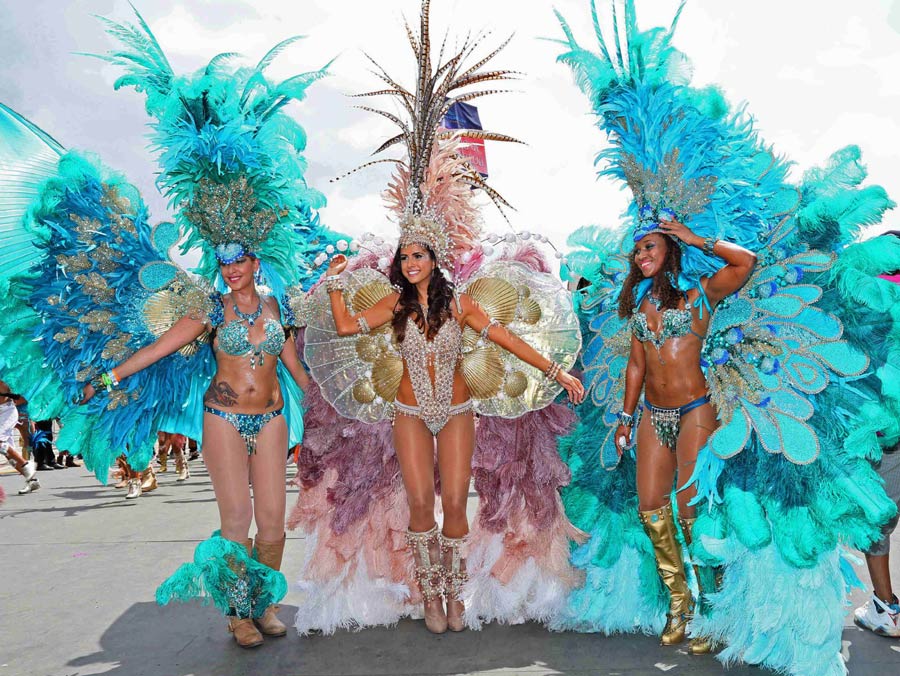 Revellers gather at Trinidad and Tobago Carnival