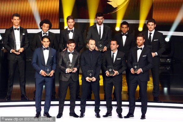 Real, Barca players dominate 2012 FIFA world all-star team