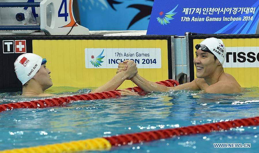 Sun Yang, Park Taehwan reach final of men's 400m freestyle