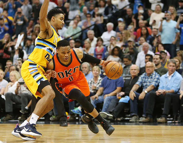 Westbrook sets triple-double record, Thunder beat Nuggets