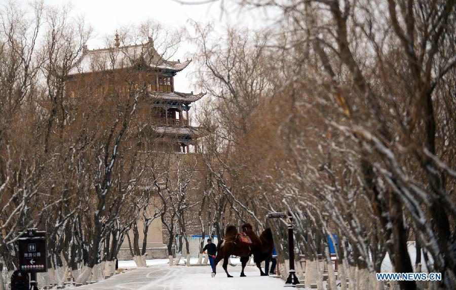 Snow scenery at Jiayu Pass scenic spot in N China