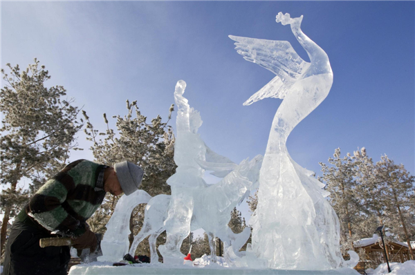 Ice and snow sculptures festival held in Kazakhstan