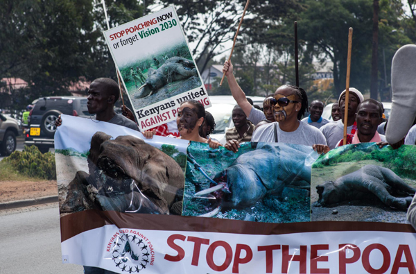 Kenyans protest against poaching of elephants and rhinos