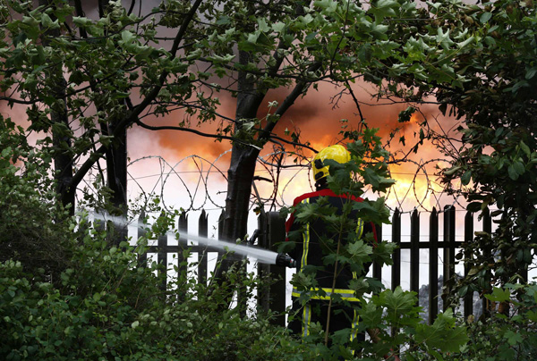 Lantern starts fire at British recycling plant