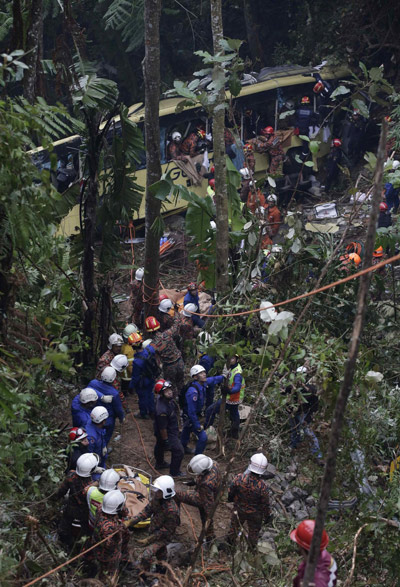 At least 37 killed in Malaysian bus crash