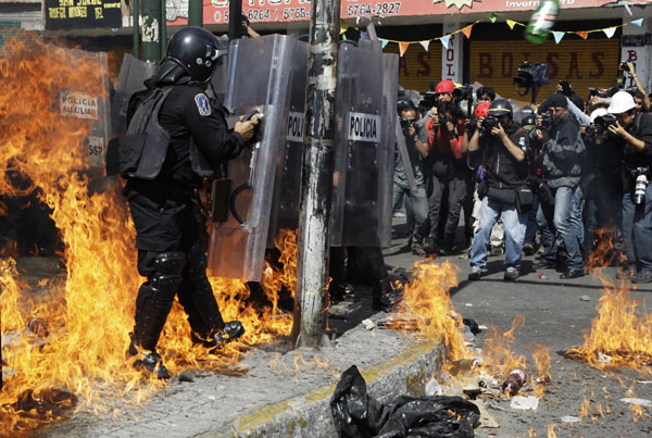 Protesters march through Mexico City