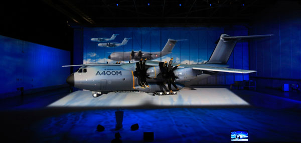 A400M military transport plane unveiled in Seville