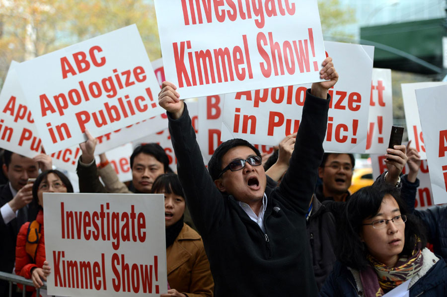 Chinese Americans protest Kimmel joke in NYC