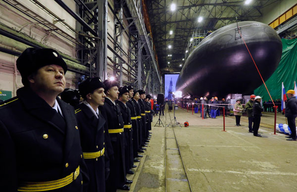 Submarine launching ceremony held in Russia