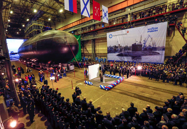 Submarine launching ceremony held in Russia