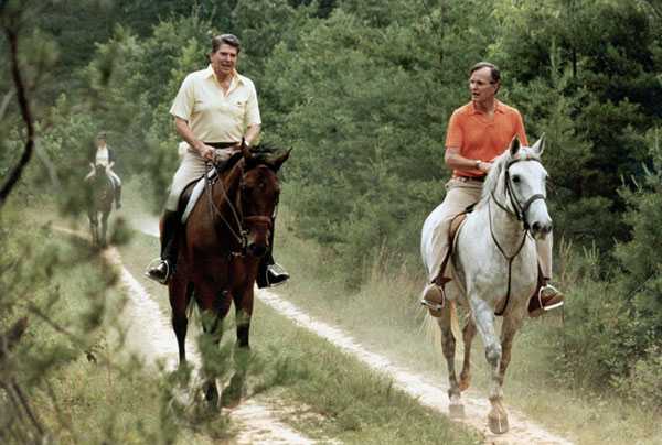 World leaders on horses