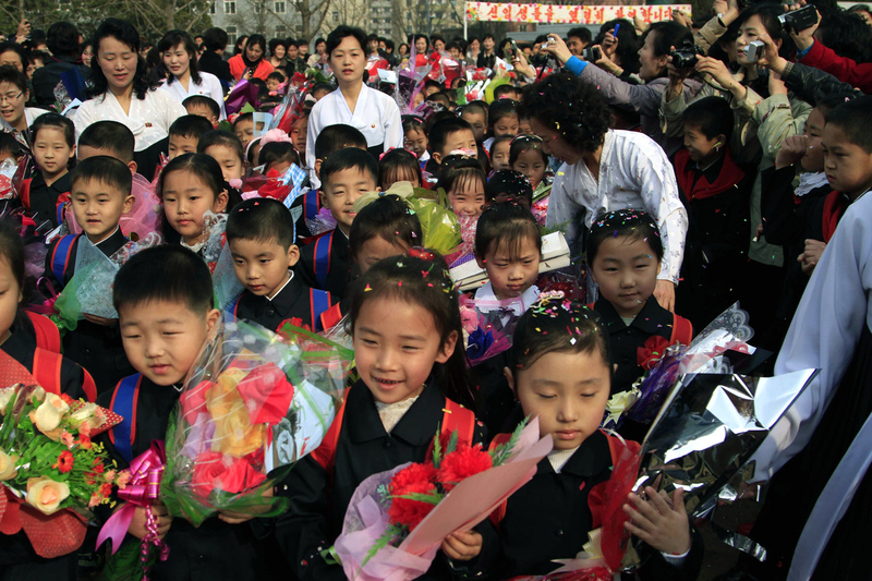 New students enrolled at the Pyongyang Primary School No.4