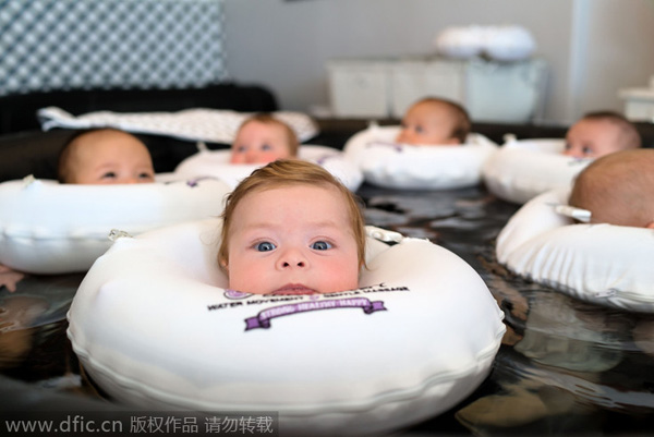 Babies bob about in water at US's first baby spa