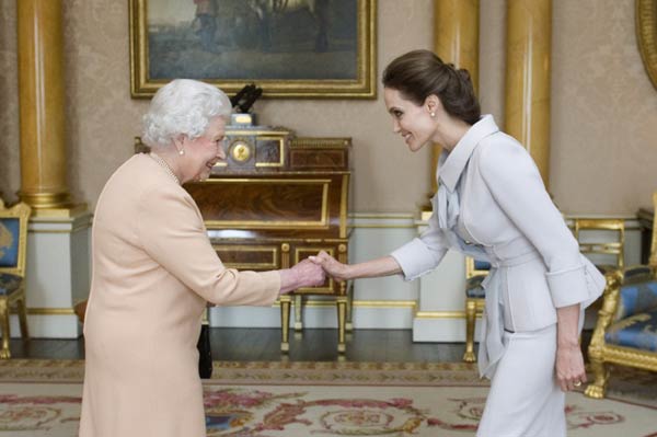 Britain's Queen Elizabeth makes actress Angelina Jolie a Dame