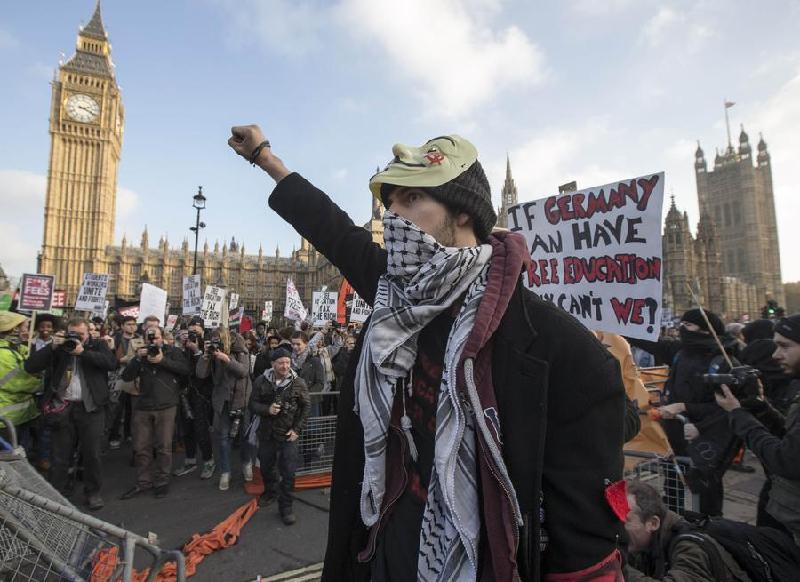 Student protest turns violent in London