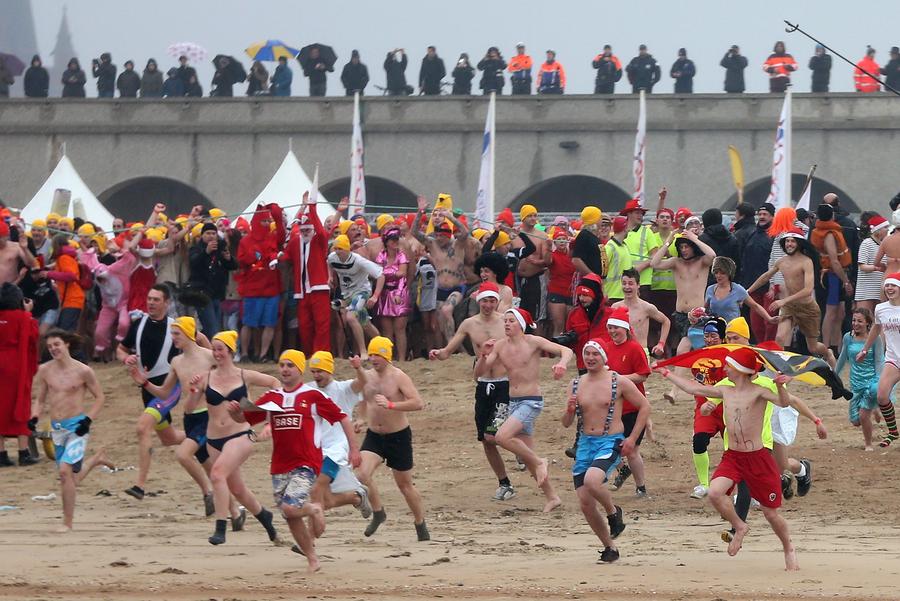 Annual New Year's swim event held in Belgium