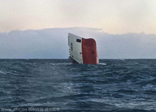 8 missing after cargo ship capsizes