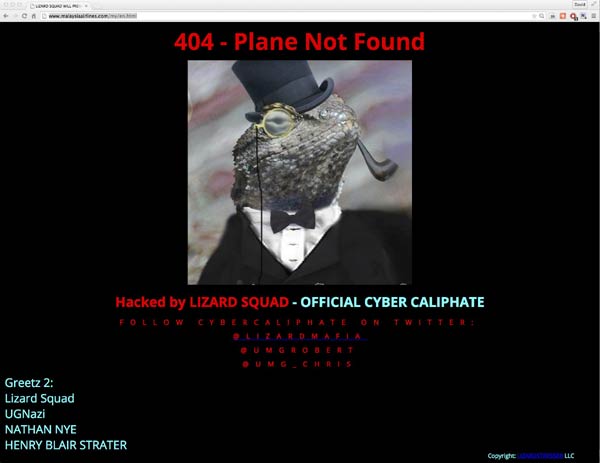 Malaysia Airlines website hacked by group 'Cyber Caliphate'