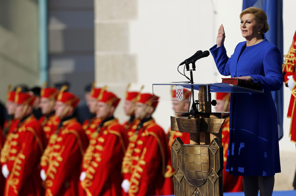 Croatia's first woman president sworn in