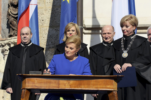 Croatia's first woman president sworn in
