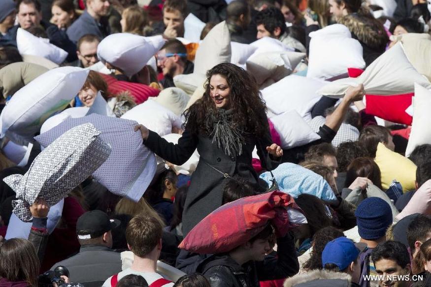 Intl Pillow Fight Day celebrated around world