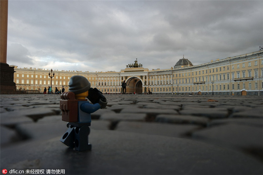 Lego man goes backpacking around world