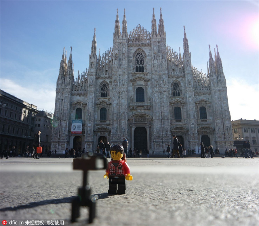 Lego man goes backpacking around world