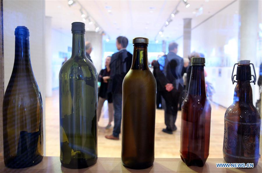 Drift bottles displayed in German museum