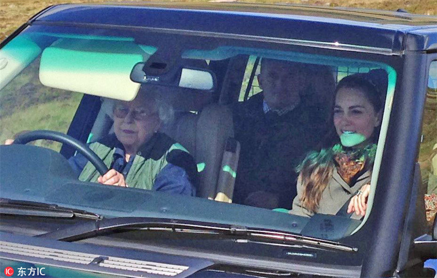 Queen gets behind the wheel to drive Kate